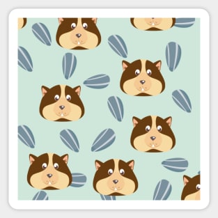 Guinea Pigs Pattern With Sunflower Seeds Graphic illustrations Sticker